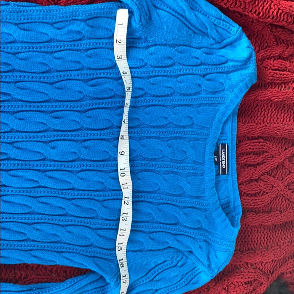 Land’s End blue cable knit sweater - Picture 5 of 6